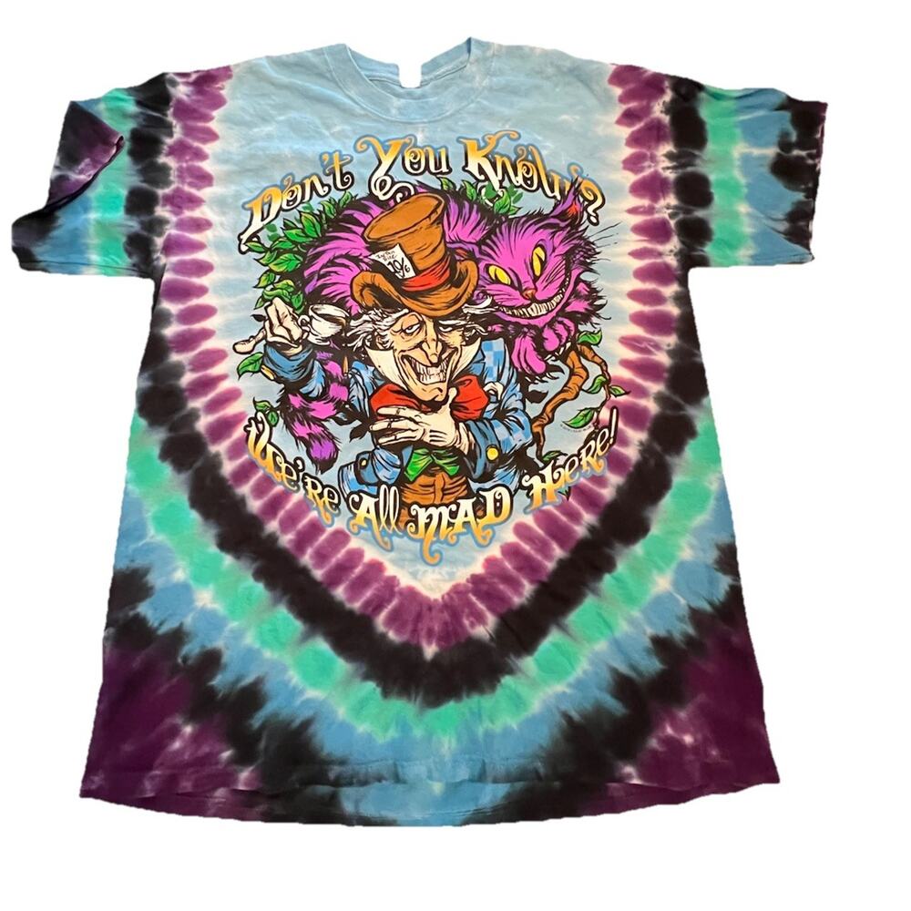 Grateful Dead Alice In Wonderland Size Large Liquid Blue Mad Hatter Cheshire Cat